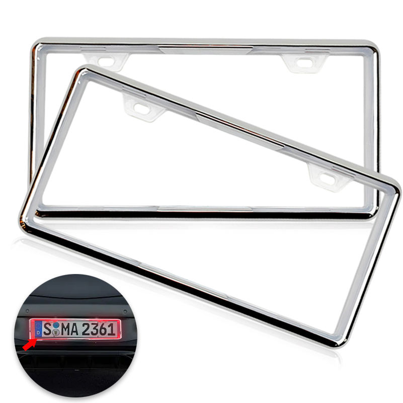 12V Multicolor LED Lighting Acrylic USA Canada License Plate Frame Tag Cover Holder for Auto Truck Vehicles Car Styling