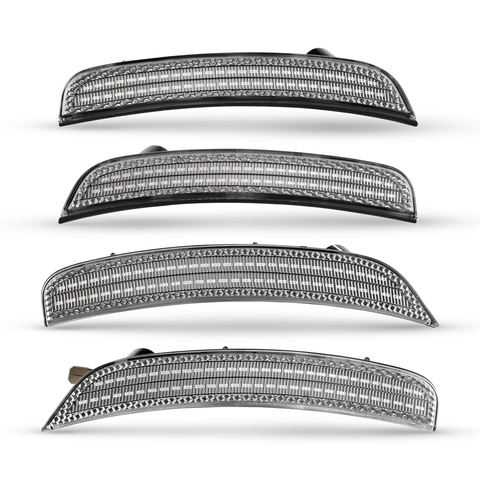 4pcs Clear LED Side Marker Lights for 2011-2019 Fiat 500 500e Pop/Sports Front Rear Bumper Marker Lamps