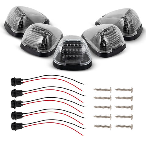 5pcs Clear Amber LED Cab Roof Marker Lights for Ford E-150 E-250 F-250 F-350 Super Duty Pickup Trucks 1999-2016