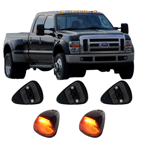 5pcs Smoked Amber LED Cab Roof Lights for 1999-2016 Ford F-250 F-350 F-450 F-550 F650 F750 Super Duty  Roof Top Running Lights