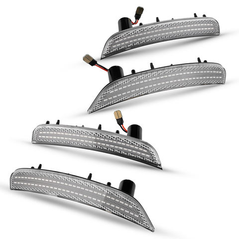 Clear Lens 4 Pcs LED Side Marker Lights Front & Rear Bumper Side Marker Lamp Reflectors for Fiat 500 500e Pop/Sports 2011-2019