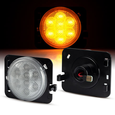 DOT Approved Front Bumper LED Side Marker Light for Wrangler JK 2007- 2015 No-Polarity