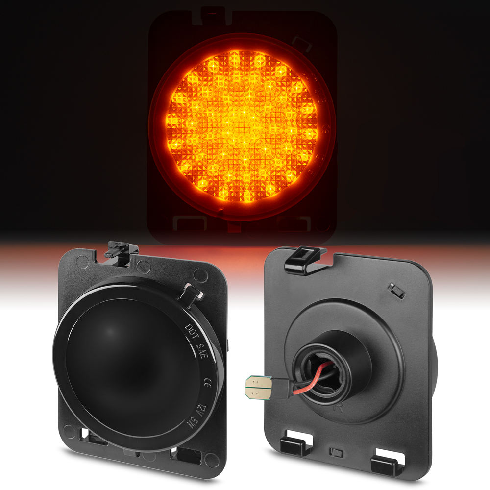 Smoked Front Fender LED Side Marker Lights for Jeep Wrangler JK 2007-2015 Side Bumper Marker Lamps Amber Blinker Signal Lights