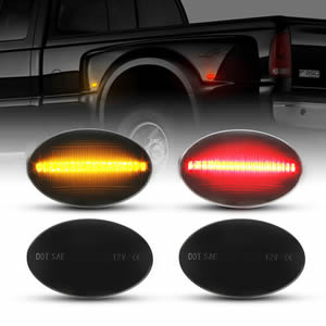 4pcs Smoked Lens Amber Red LED Side Marker Lights for Ford F350 F450 F550 Super Duty 1999-2010 Dually Bed Fender Side Markers